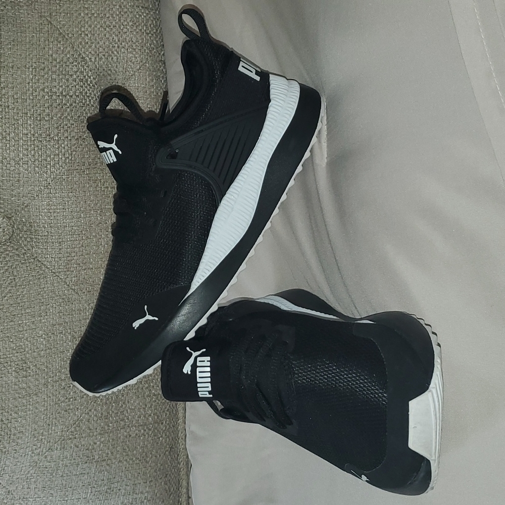 PUMA Women's Pacer Next Cage Sneakers| Black and White
